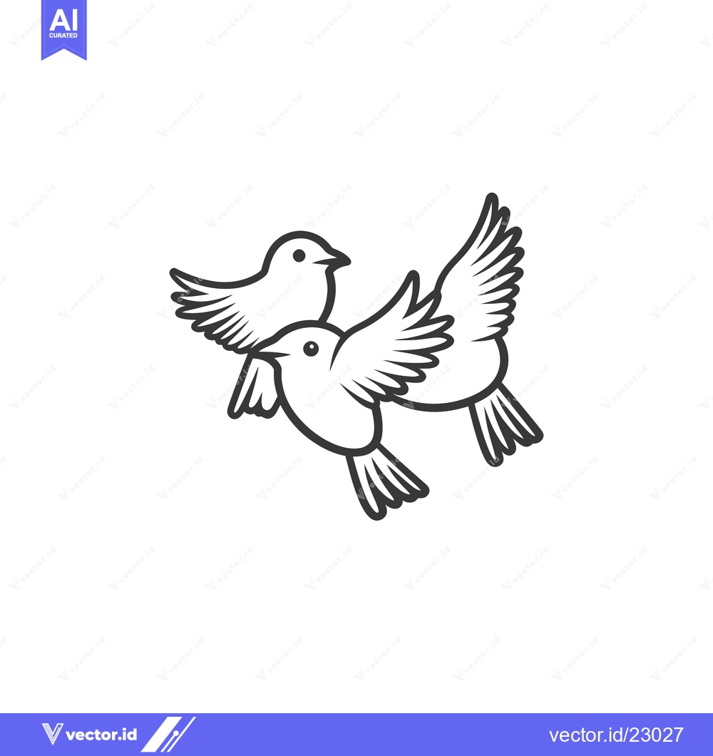 Premium Vector dari Two stylized birds with wings outstretched in a graphic depiction