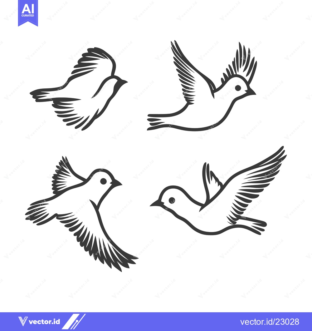 Premium Vector of Vector illustrations of birds soaring in various stages of flight
