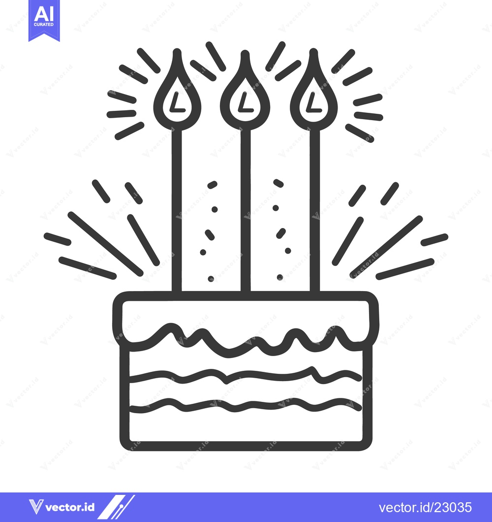 Premium Vector of Simple drawing of a cake with candles illuminating from above