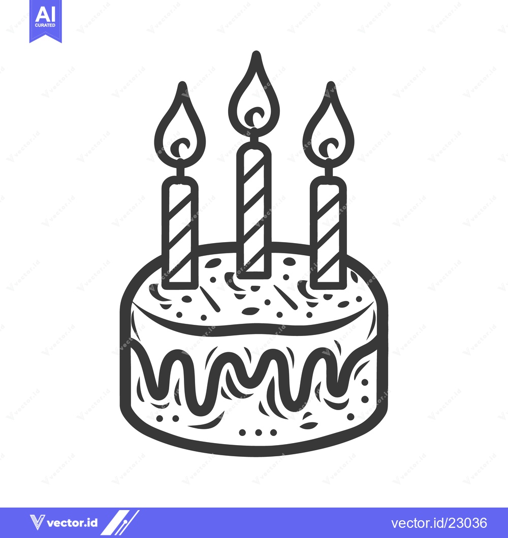 Premium Vector dari A delicious three candle cake with sweet frosting on top