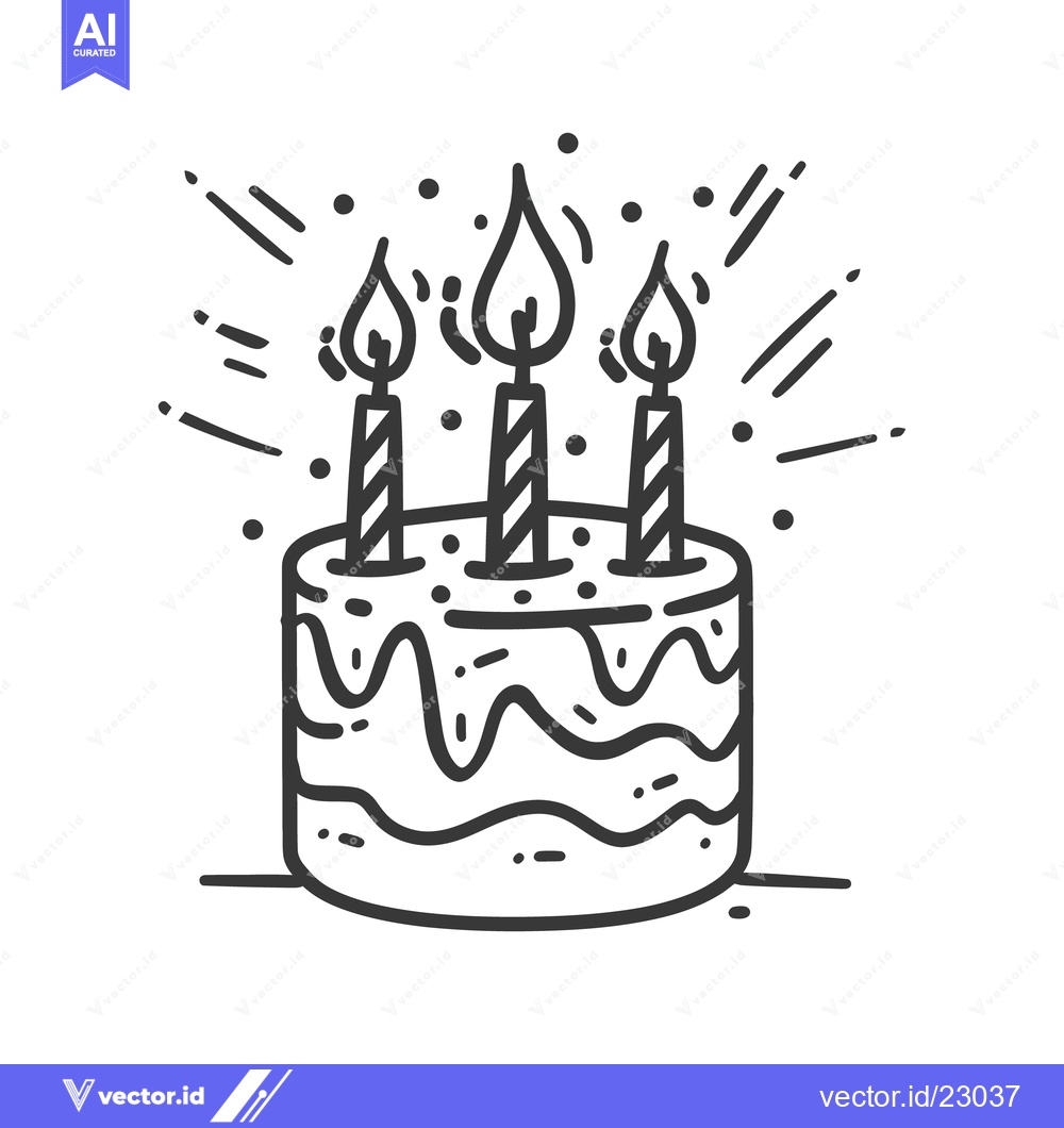 Premium Vector of A decorated cake with three lit candles celebrating a special occasion