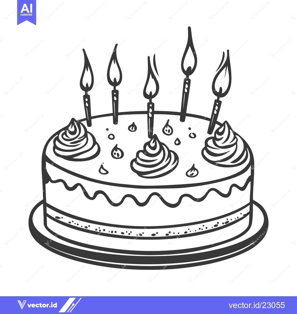Premium Vector dari A delightful cake decorated with lit candles on a white background