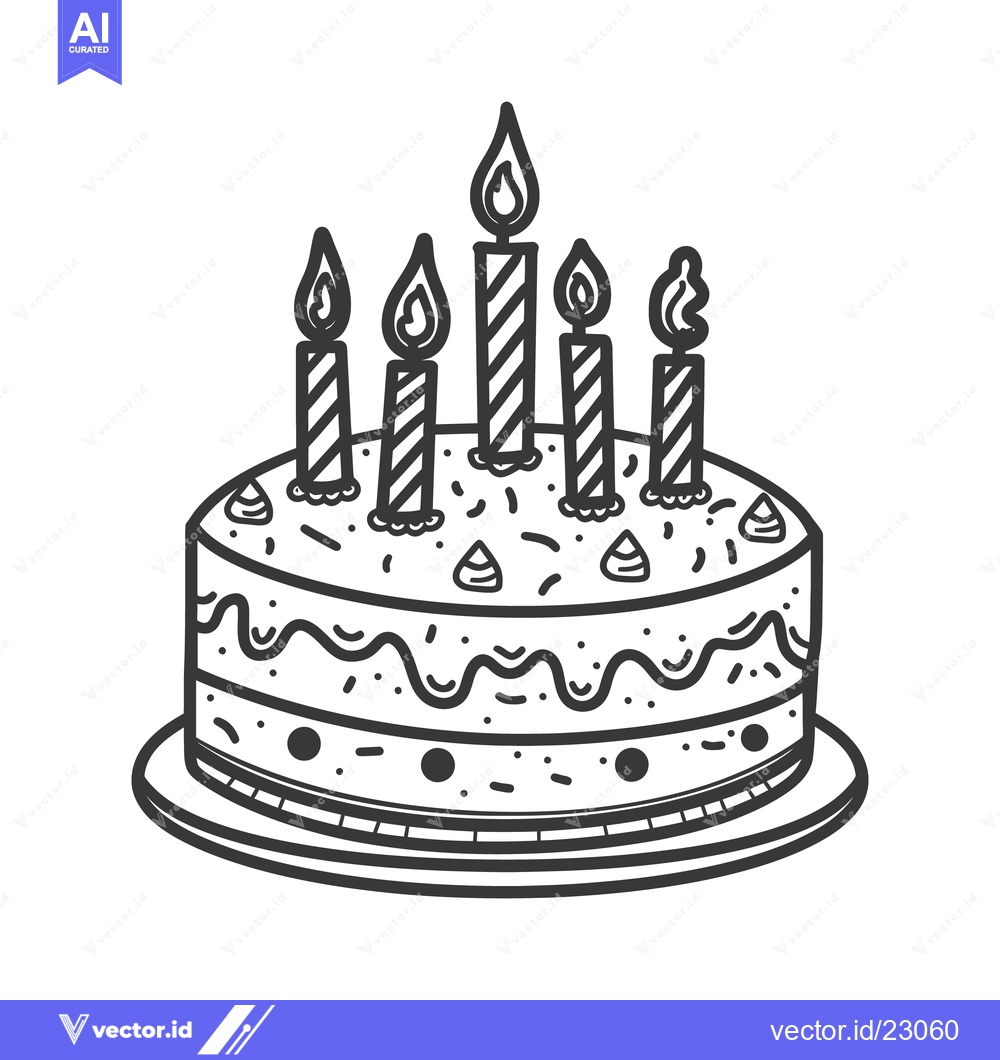 Premium Vector dari A decorated cake with candles ready for a celebration party