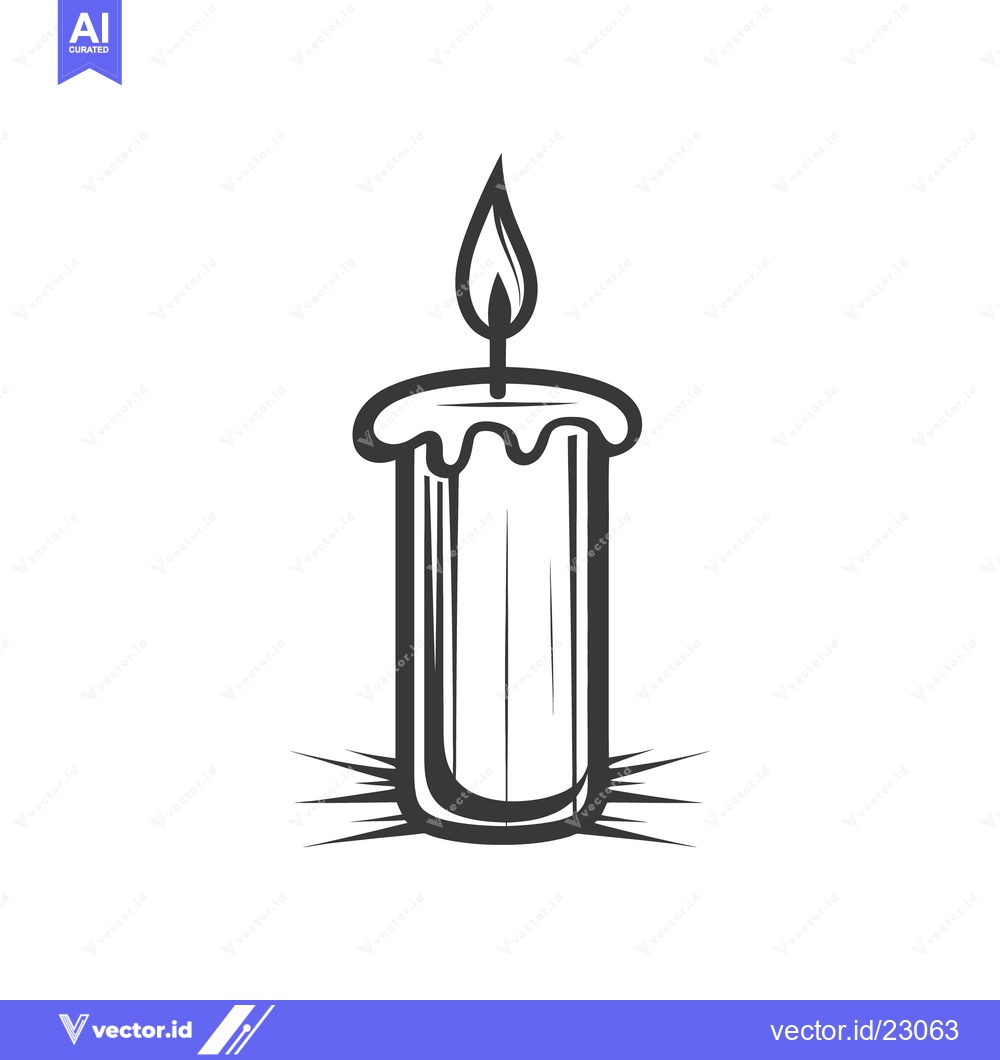 Premium Vector dari A black and white image of a burning candle