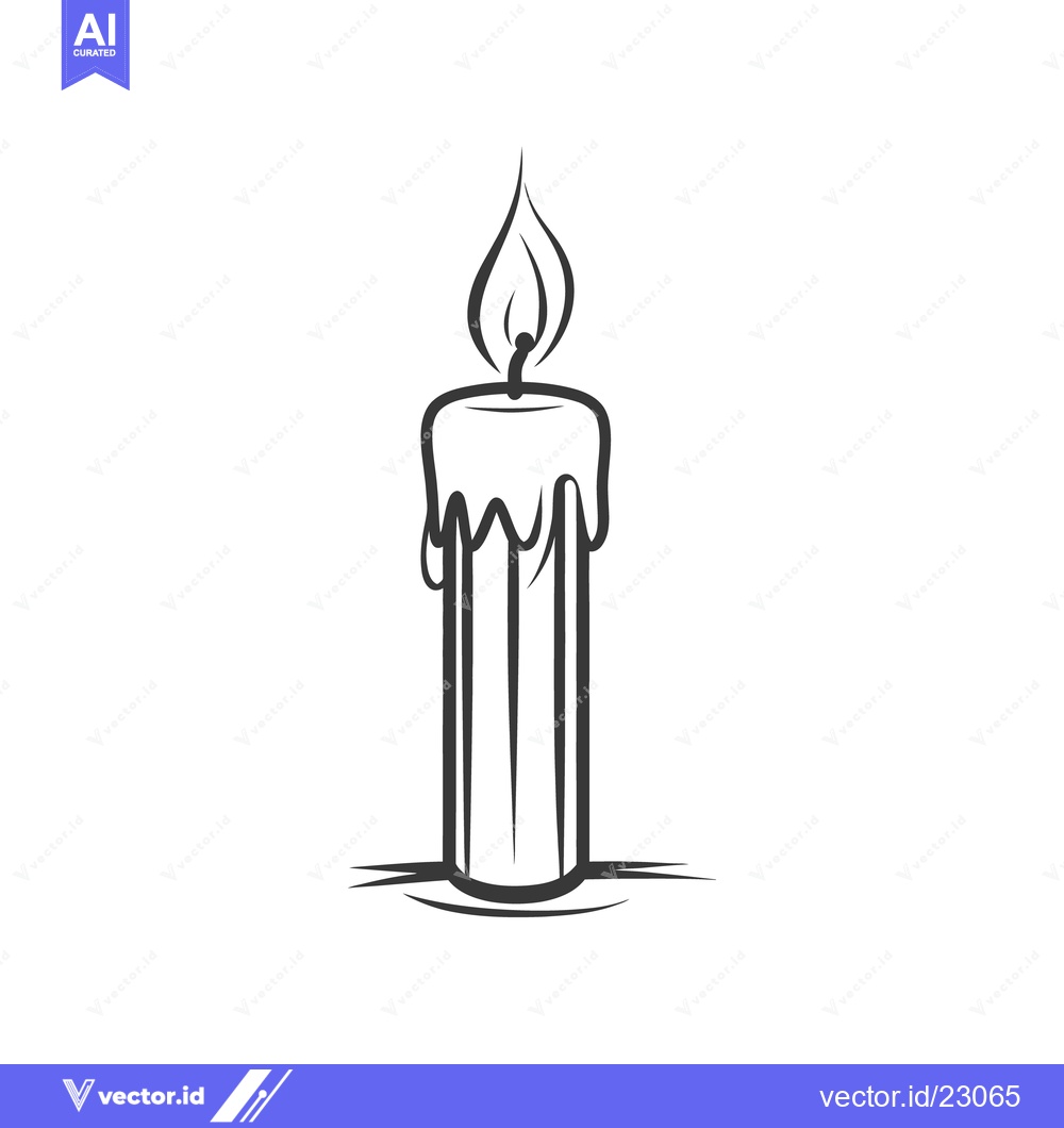 Premium Vector of A burning candle with melting wax in a simple black illustration