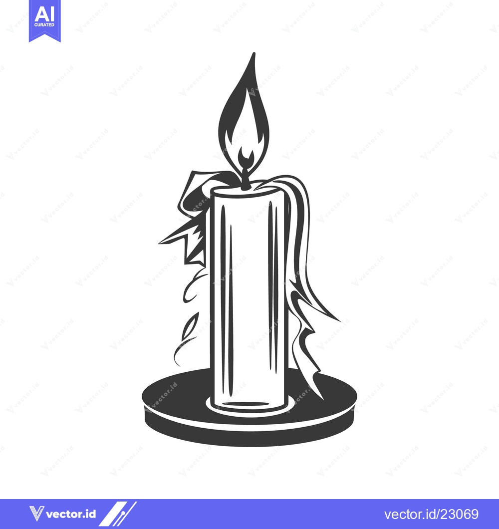 Premium Vector of A Simple Black And White Illustration Of A Burning Candle