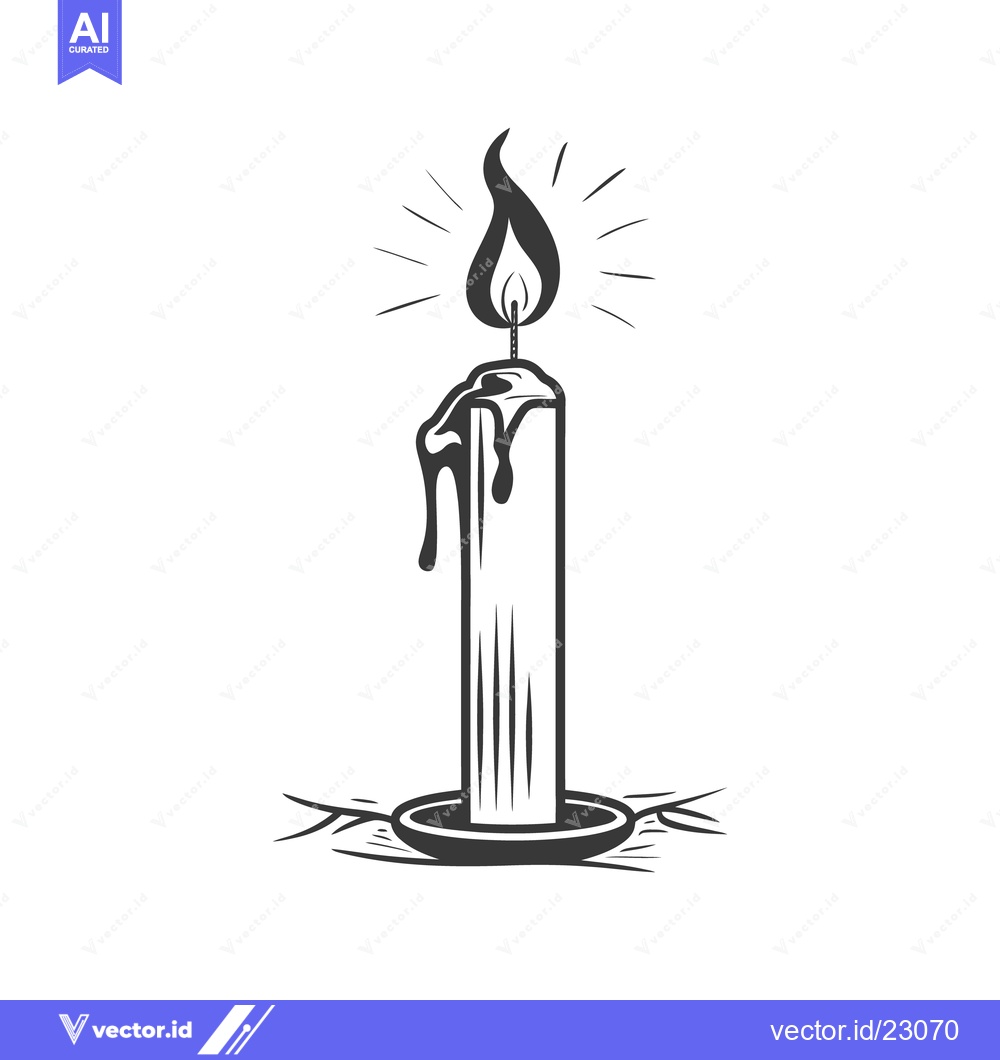 Premium Vector of A black and white illustration of a lit candle