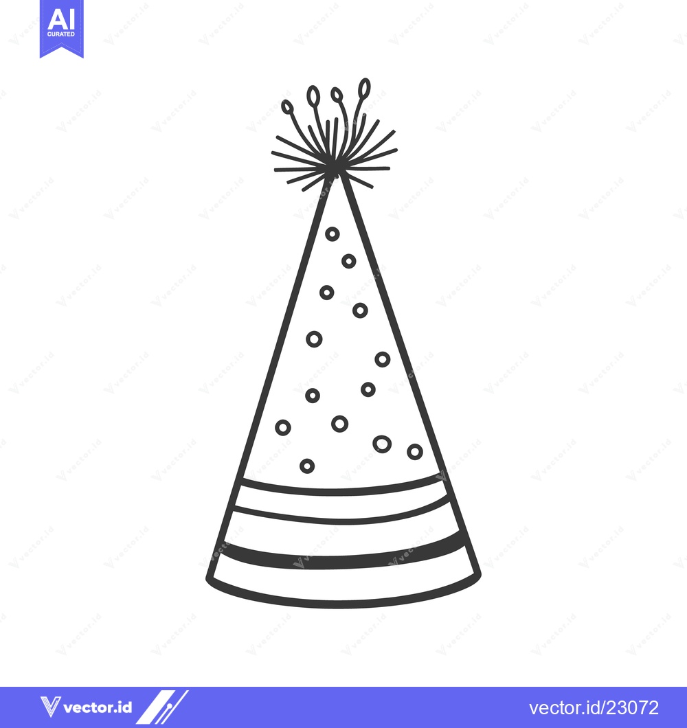 Premium Vector dari A decorated party hat is depicted with lines and circles