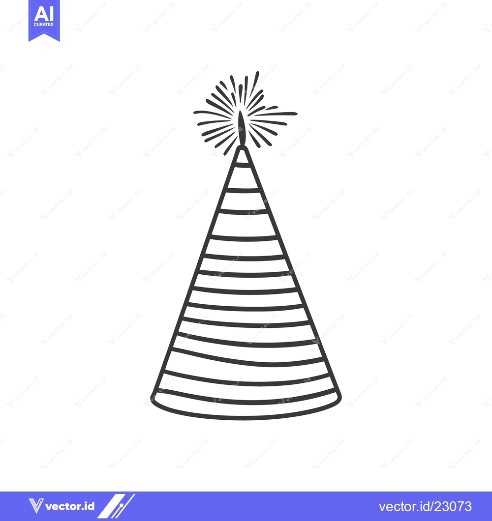 Premium Vector dari A simple outlined party hat with stylized celebratory elements display