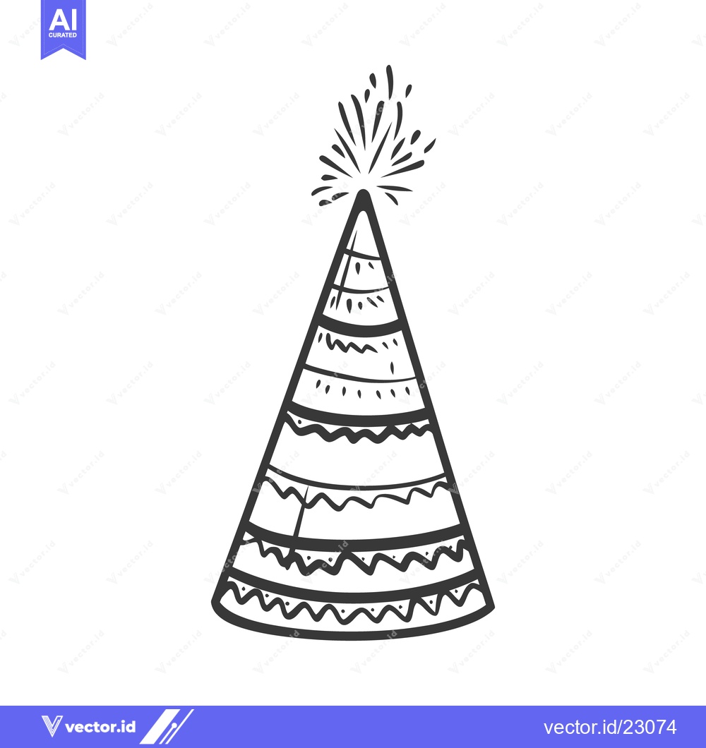 Premium Vector dari A decorative party hat with starburst design on top