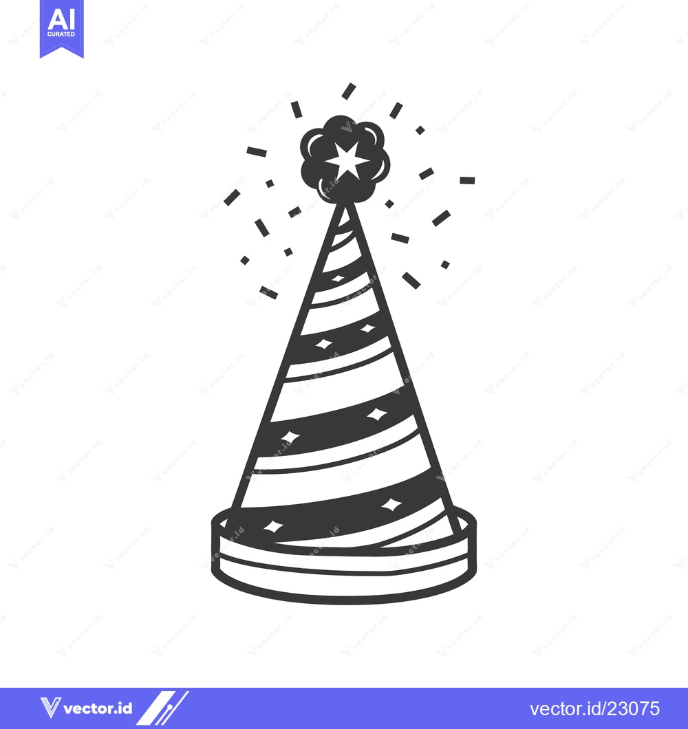 Premium Vector of The simple black and white illustration of a party hat