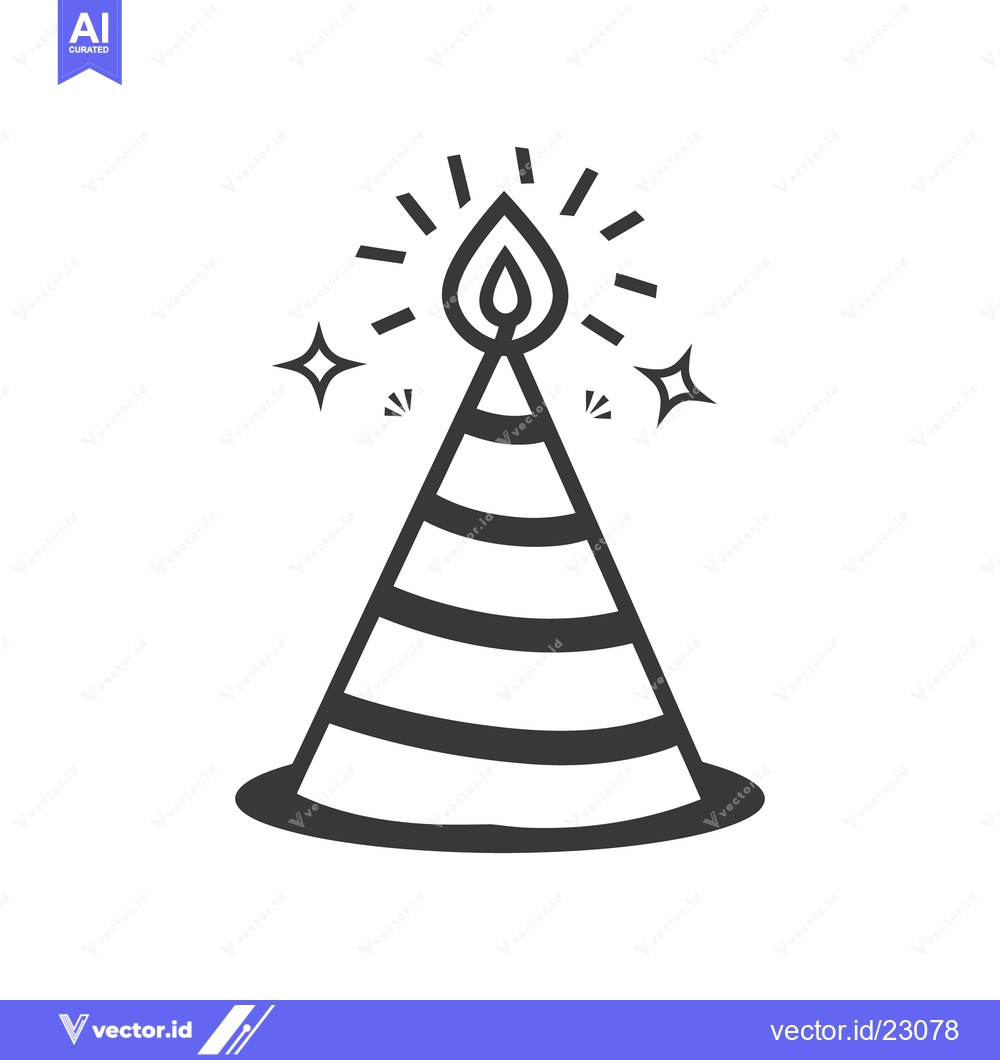 Premium Vector dari A celebratory party hat with candle flame and star embellishments