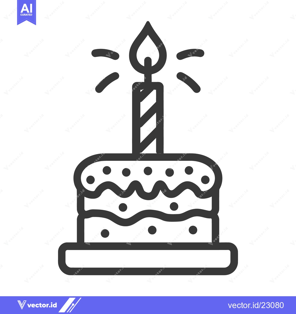 Premium Vector of A birthday cake decorated with a burning candle ready for celebrations