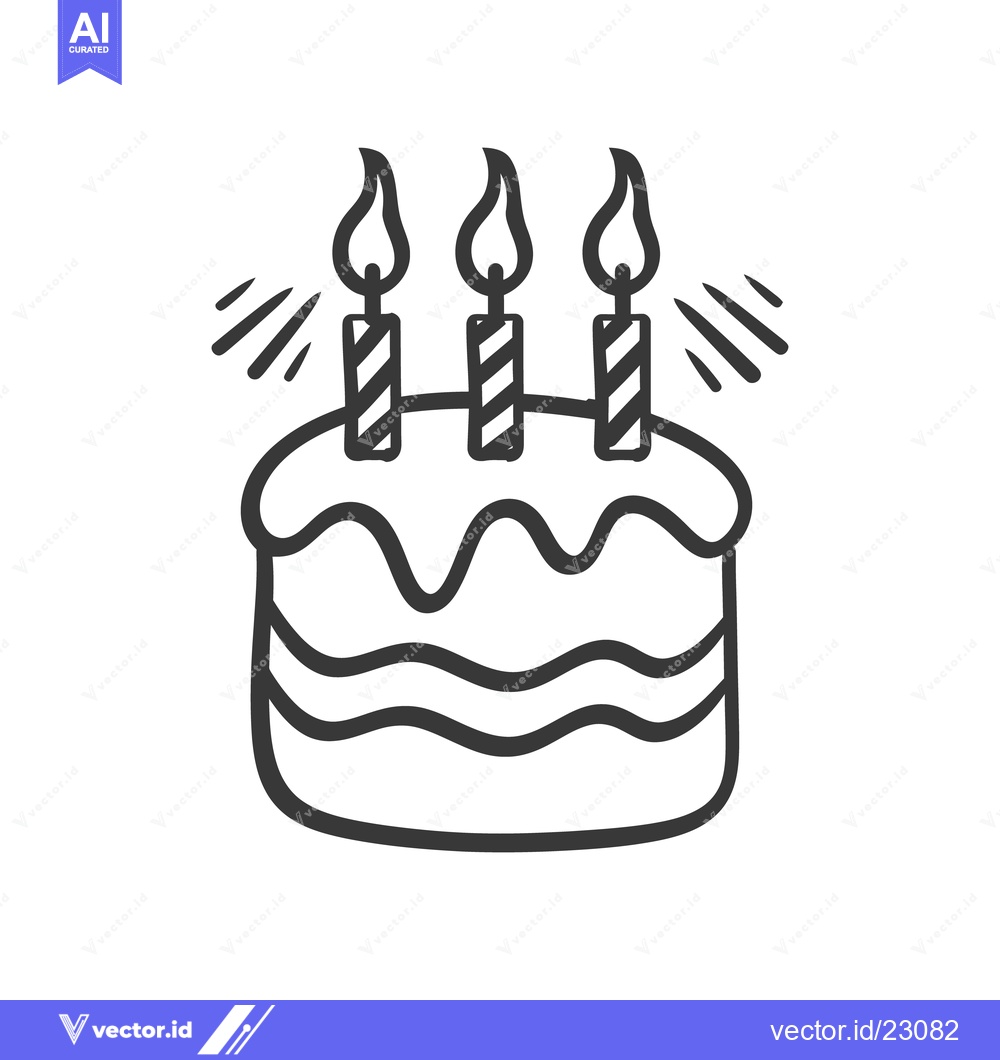 Premium Vector dari A hand drawn image depicting a delicious cake with candles