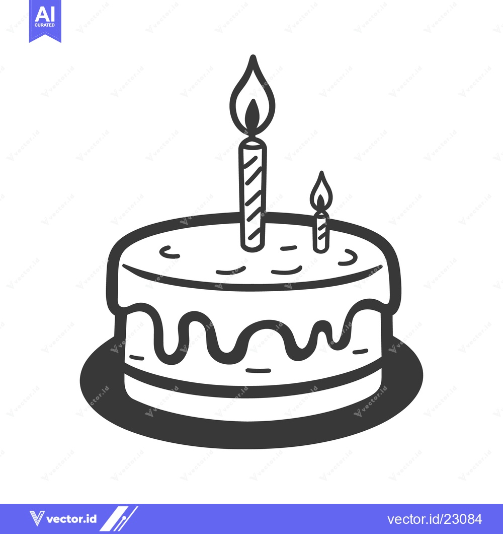 Premium Vector dari A simple illustrated cake with two lit birthday candles