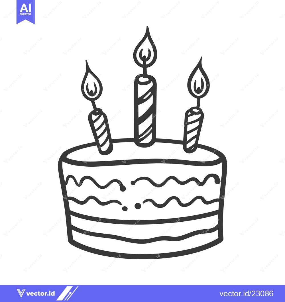 Premium Vector dari A simple black and white image of a cake with candles