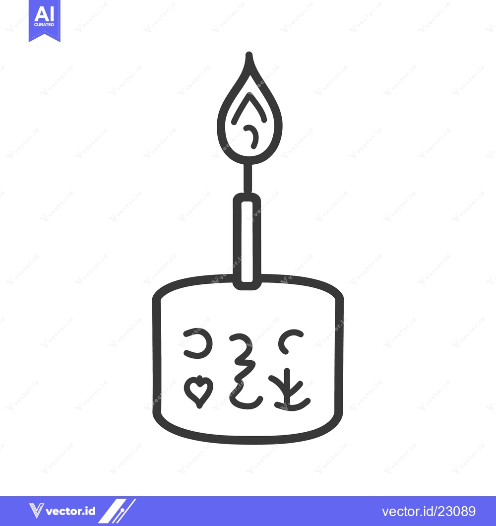 Premium Vector dari A lit candle with drawn symbols on its block body