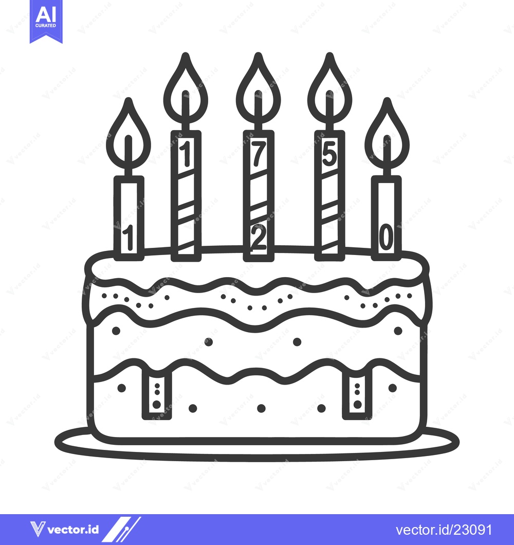 Premium Vector of A decorated cake with lit candles showing a number