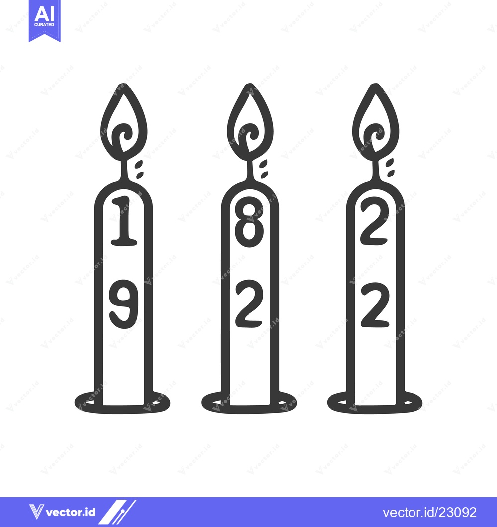 Premium Vector dari Three burning birthday candles display the years nineteen eighty two a