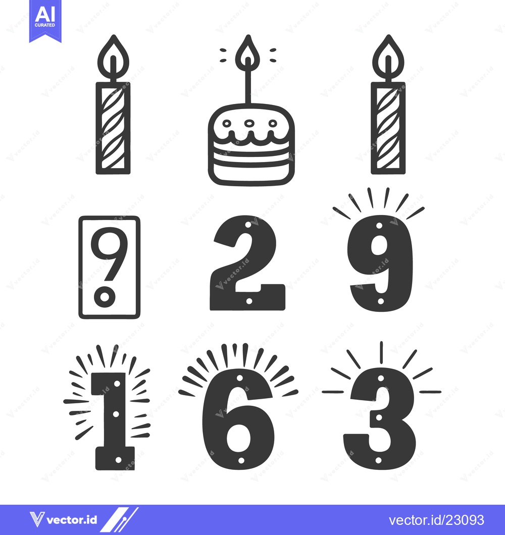 Premium Vector dari Various celebratory candles and numbers composed in a simple design