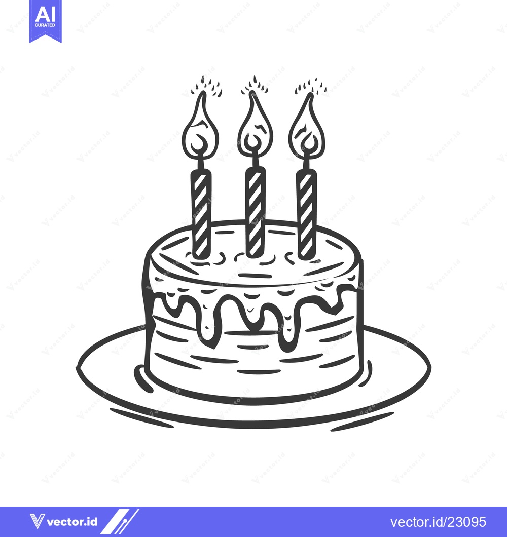 Premium Vector dari A Simple Black And White Hand Drawn Cake With Candles