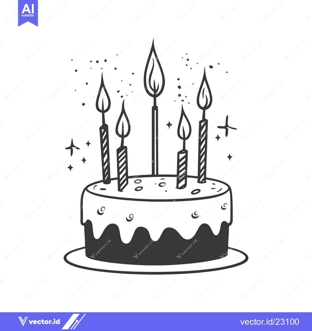 Premium Vector dari A decorated cake with lit candles for a celebration
