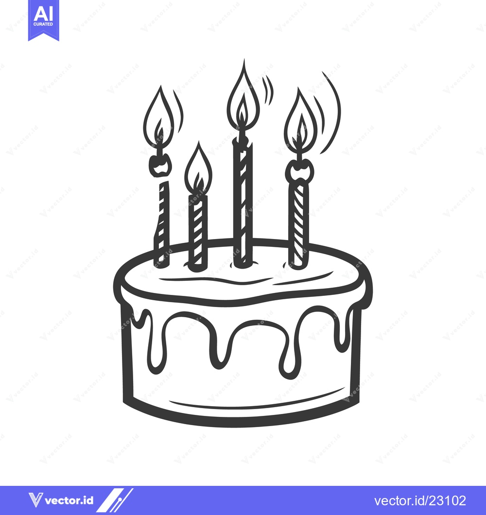 Premium Vector dari A delicious cake topped with burning candles and flowing icing