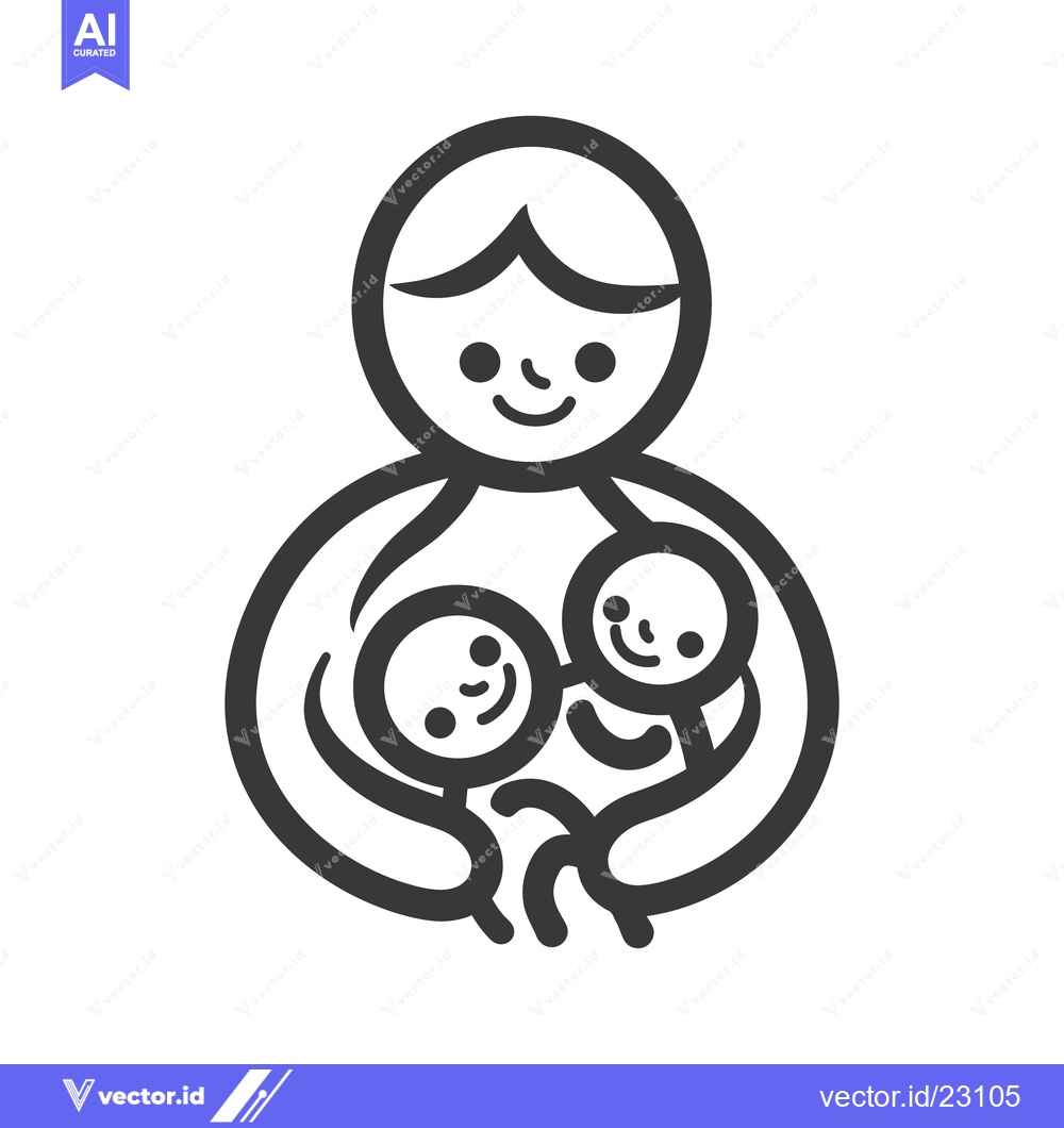 Premium Vector dari A mother lovingly embraces two smiling children in a caring hug