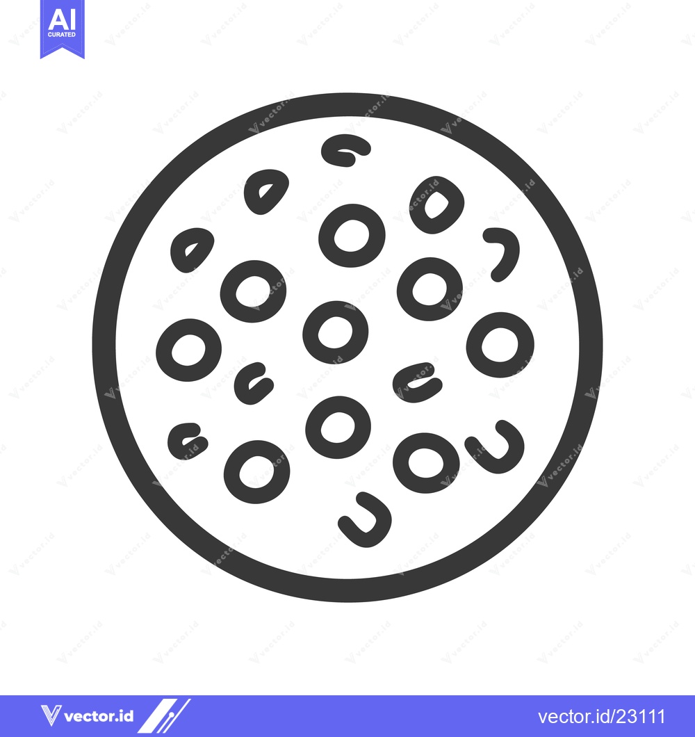Premium Vector of A graphic illustration depicting a round pizza with toppings presented