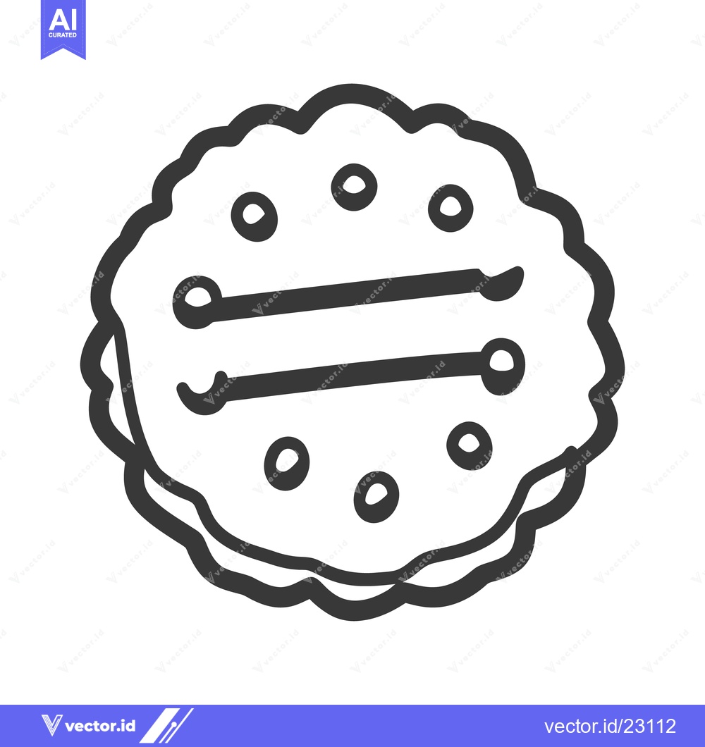 Premium Vector of A simple line drawing depicting a round cracker sandwich