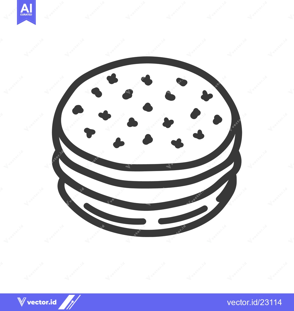Premium Vector dari A stack of pancakes with toppings depicted in line art