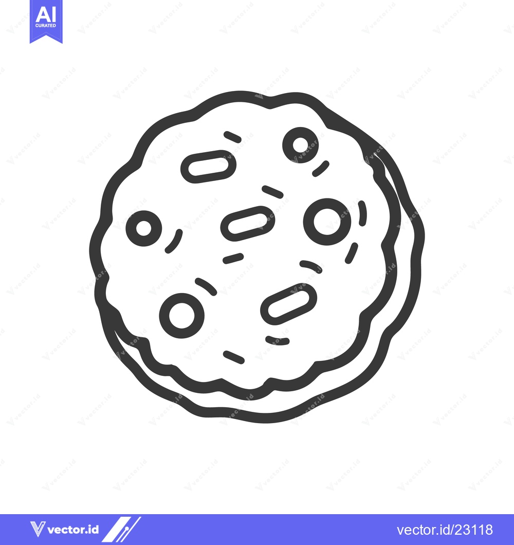 Premium Vector dari A Simple Outline Drawing of a Round Baked Cookie