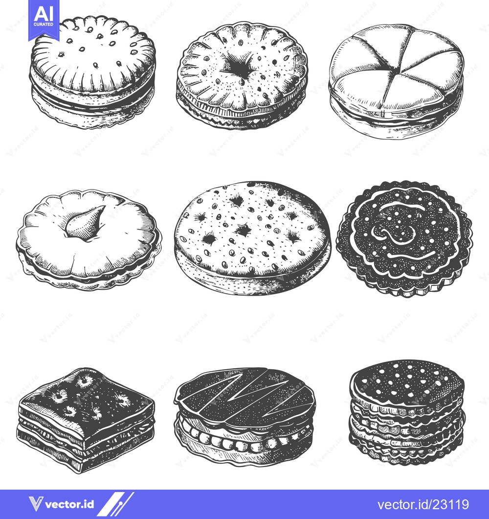 Premium Vector of Assorted Delicious Cookies and Biscuits Collection