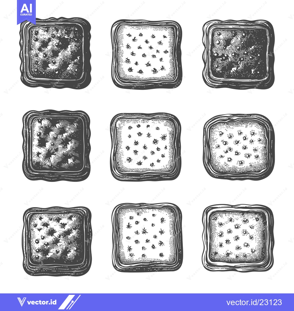 Premium Vector dari Nine square crackers variations illustrated in grayscale