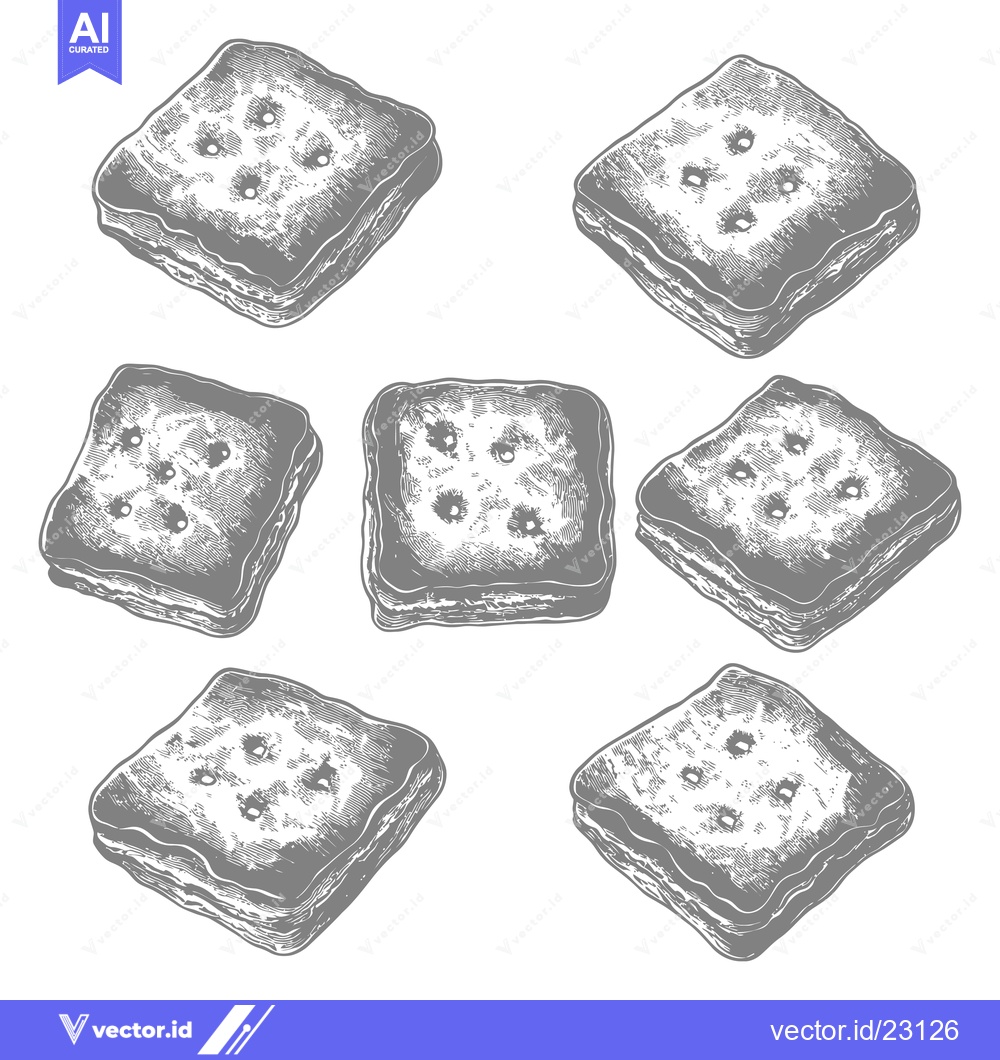 Premium Vector of A Collection Of Delicious Square Crackers