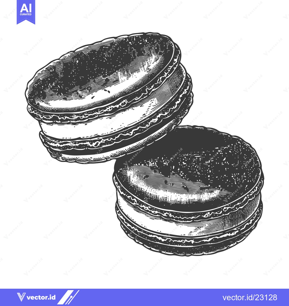 Premium Vector dari Two Delicious Macarons Floating Delicately