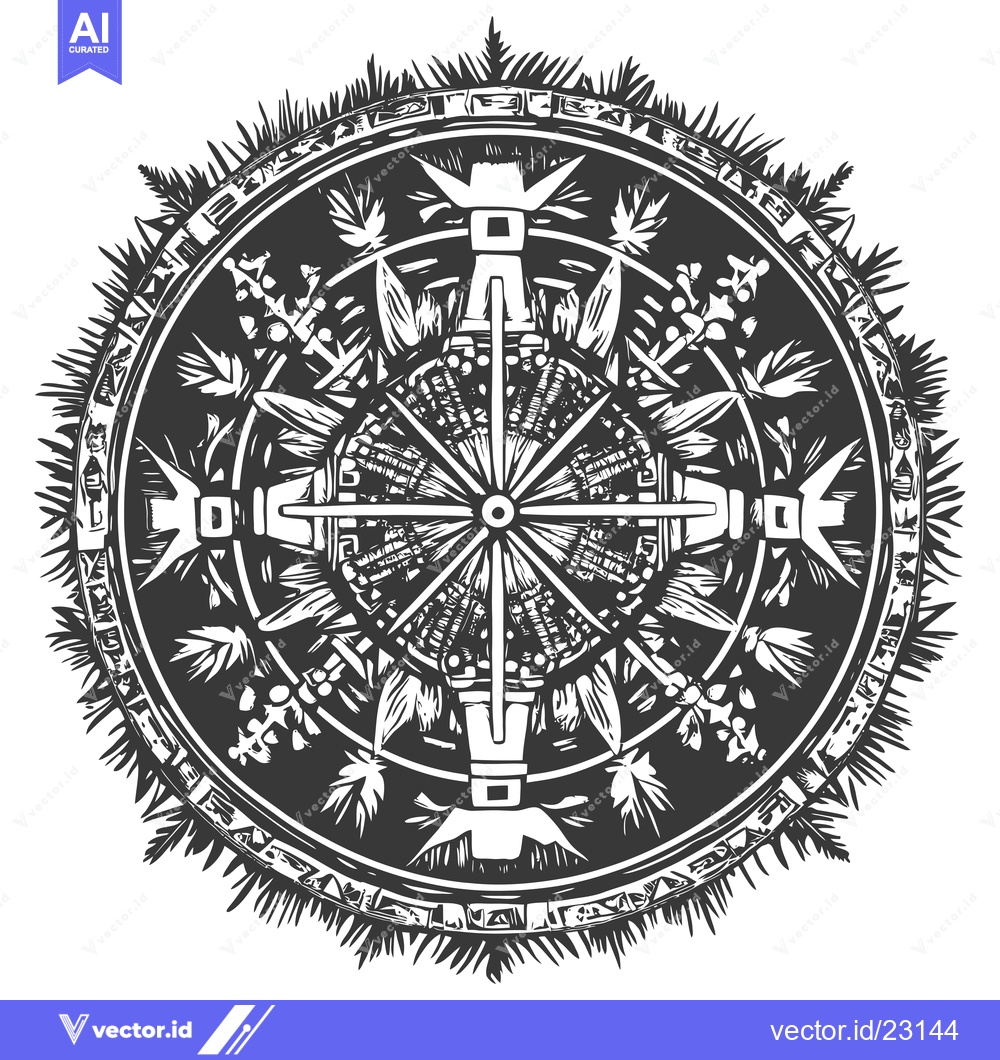 Premium Vector dari Black and White Abstract Circular Design with a Central Hub