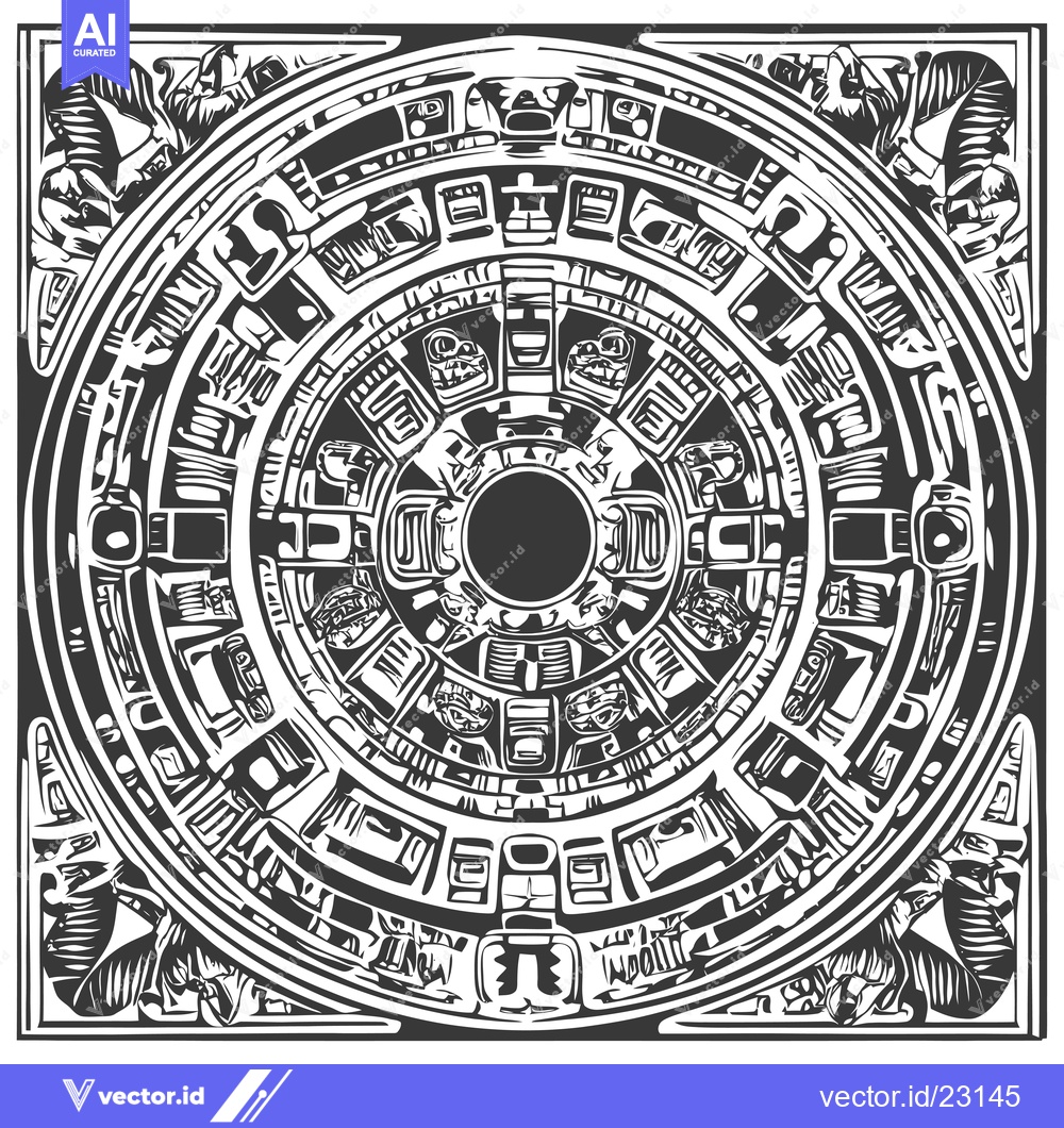 Premium Vector dari Black and White Abstract Circular Design with Geometric Patterns and S