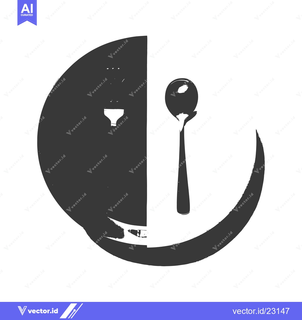 Premium Vector dari Black and White Abstract Design with Spoon and Bowl