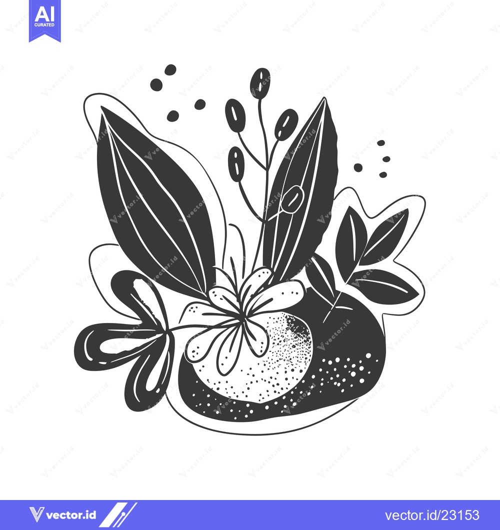 Premium Vector dari Black and White Abstract Floral Illustration