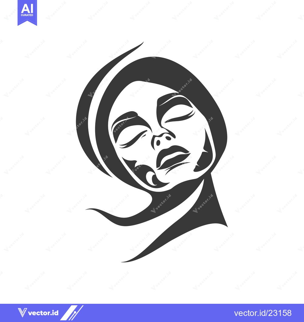 Premium Vector of Black and White Abstract Illustration of a Woman's Face