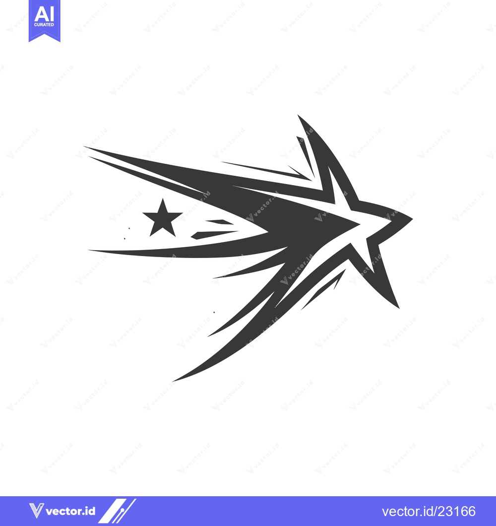 Premium Vector dari Black and white abstract star with a trail