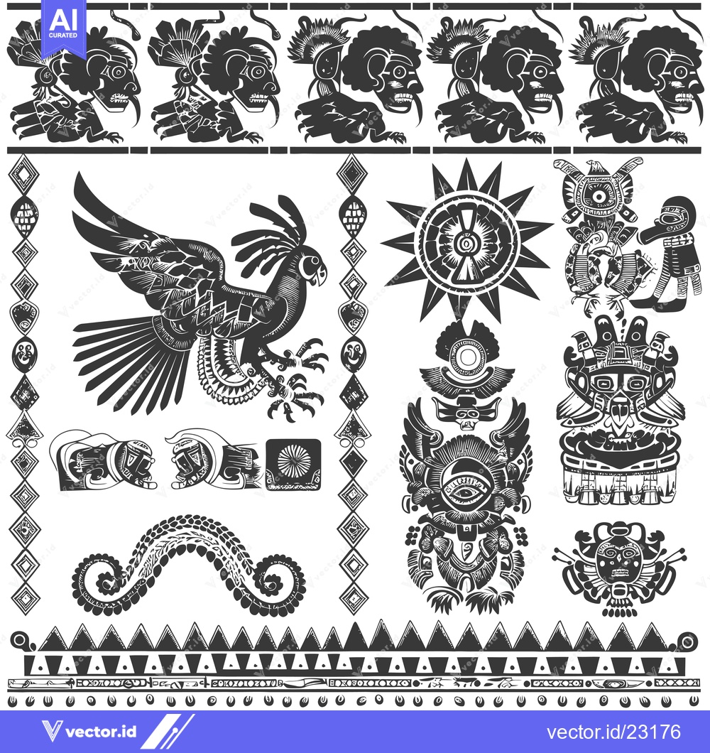 Premium Vector of Black and White Aztec Style Design Elements