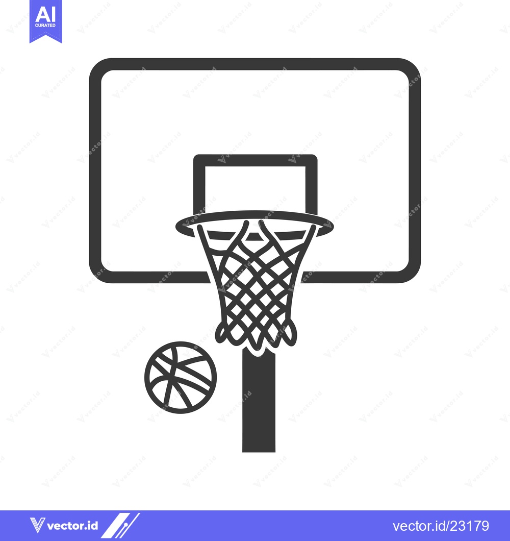 Premium Vector of Black and White Basketball Hoop and Ball Icon