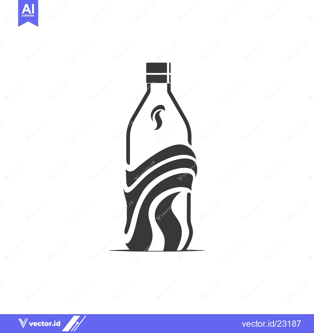 Premium Vector of Black and White Bottle Logo with Swirling Design