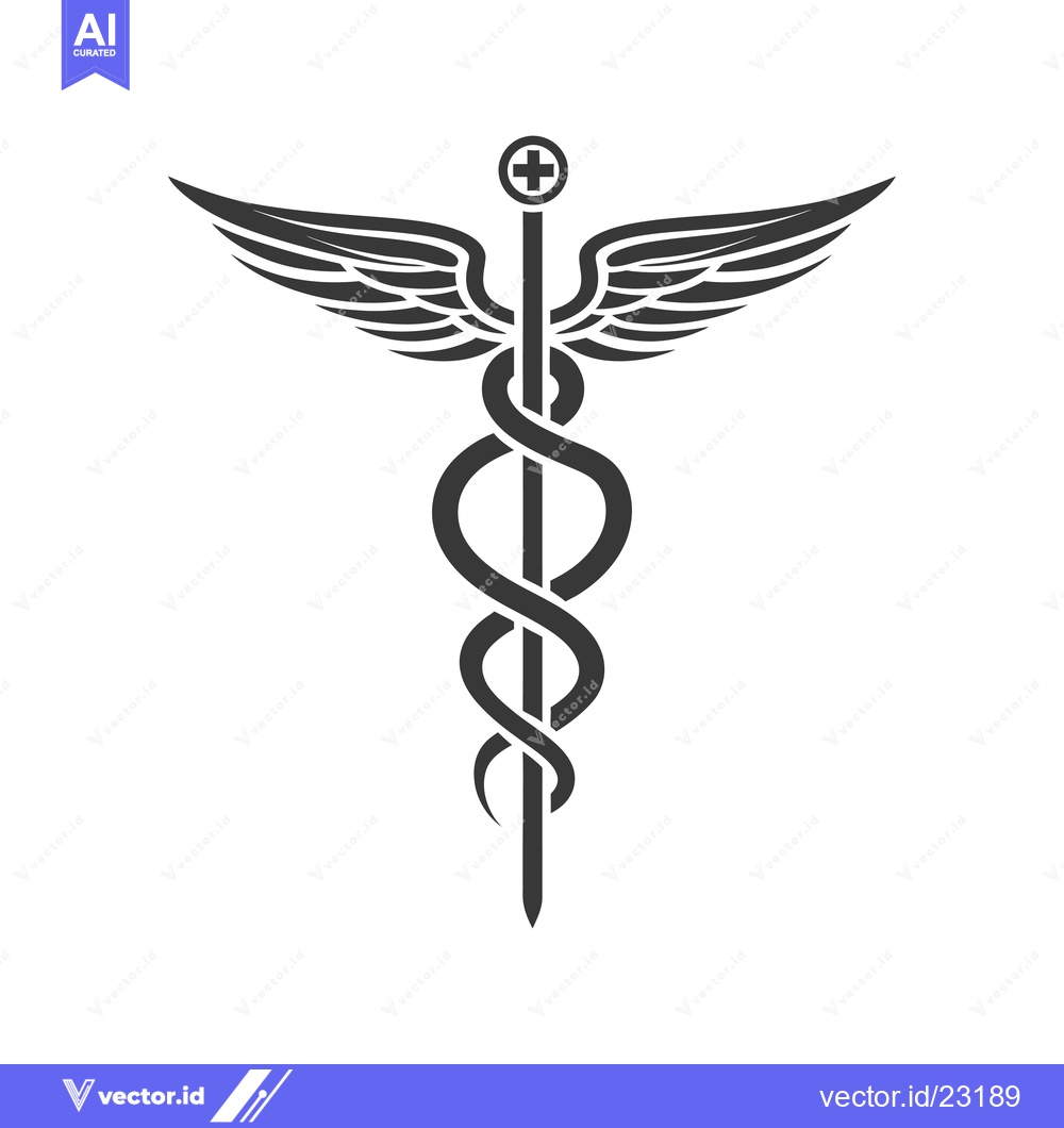 Premium Vector dari Black and White Caduceus with Wings