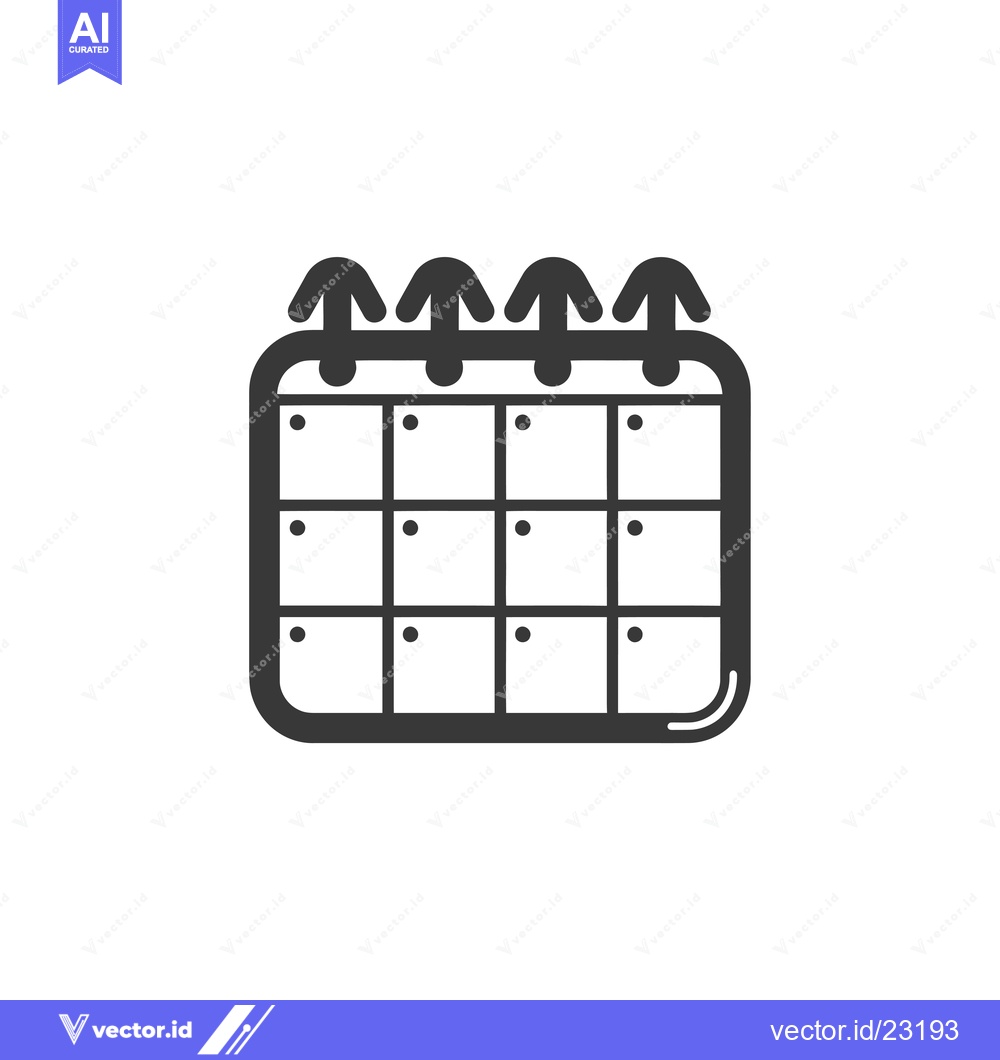 Premium Vector dari Black and White Calendar Icon with Four Arrows
