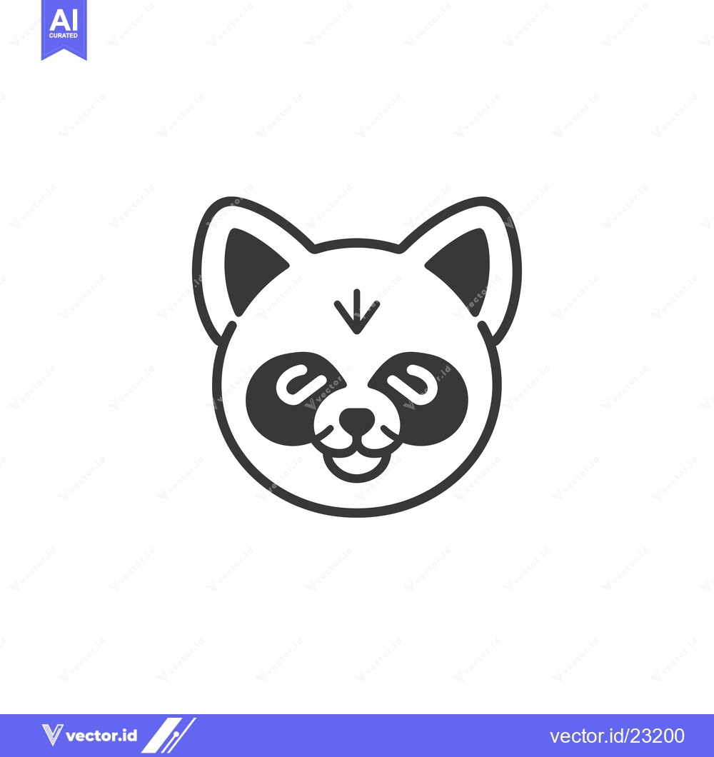 Premium Vector dari Black and White Cartoon Illustration of a Raccoon Face