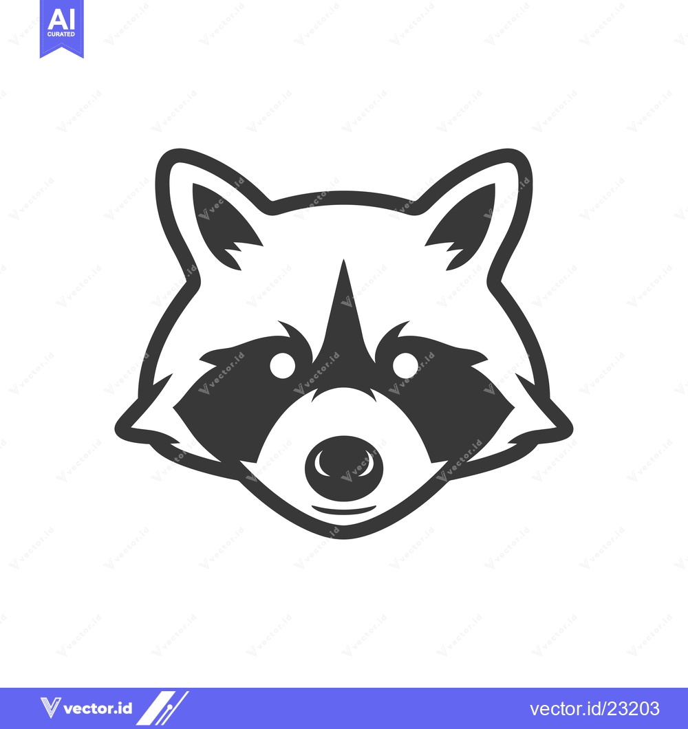 Premium Vector dari Black and White Cartoon Illustration of a Raccoon's Head