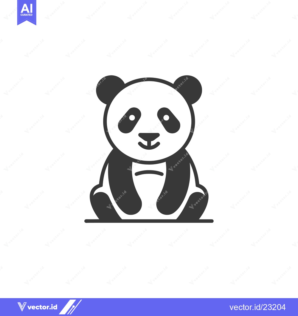 Premium Vector dari Black and White Cartoon Illustration of a Sitting Panda